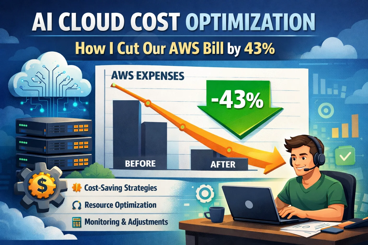AI Cloud Cost Optimization: How I Cut Our AWS Bill by 43%