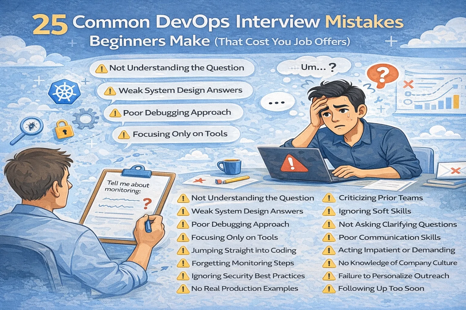 25 Common DevOps Interview Mistakes Beginners Make (That Cost You Job Offers) 