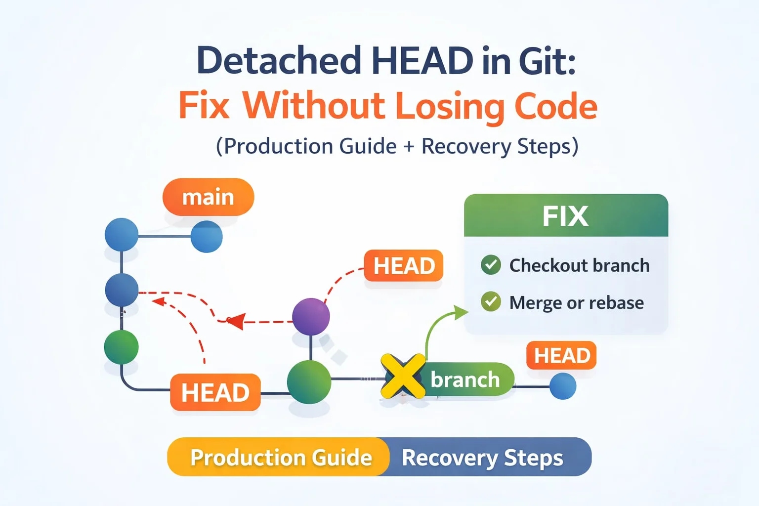 Detached HEAD in Git: Fix Without Losing Code (Production Guide + Recovery Steps)