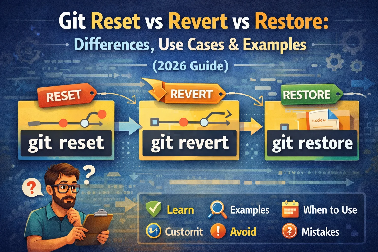 Git Reset vs Revert vs Restore: Differences, Use Cases & Examples (2026 Guide)
