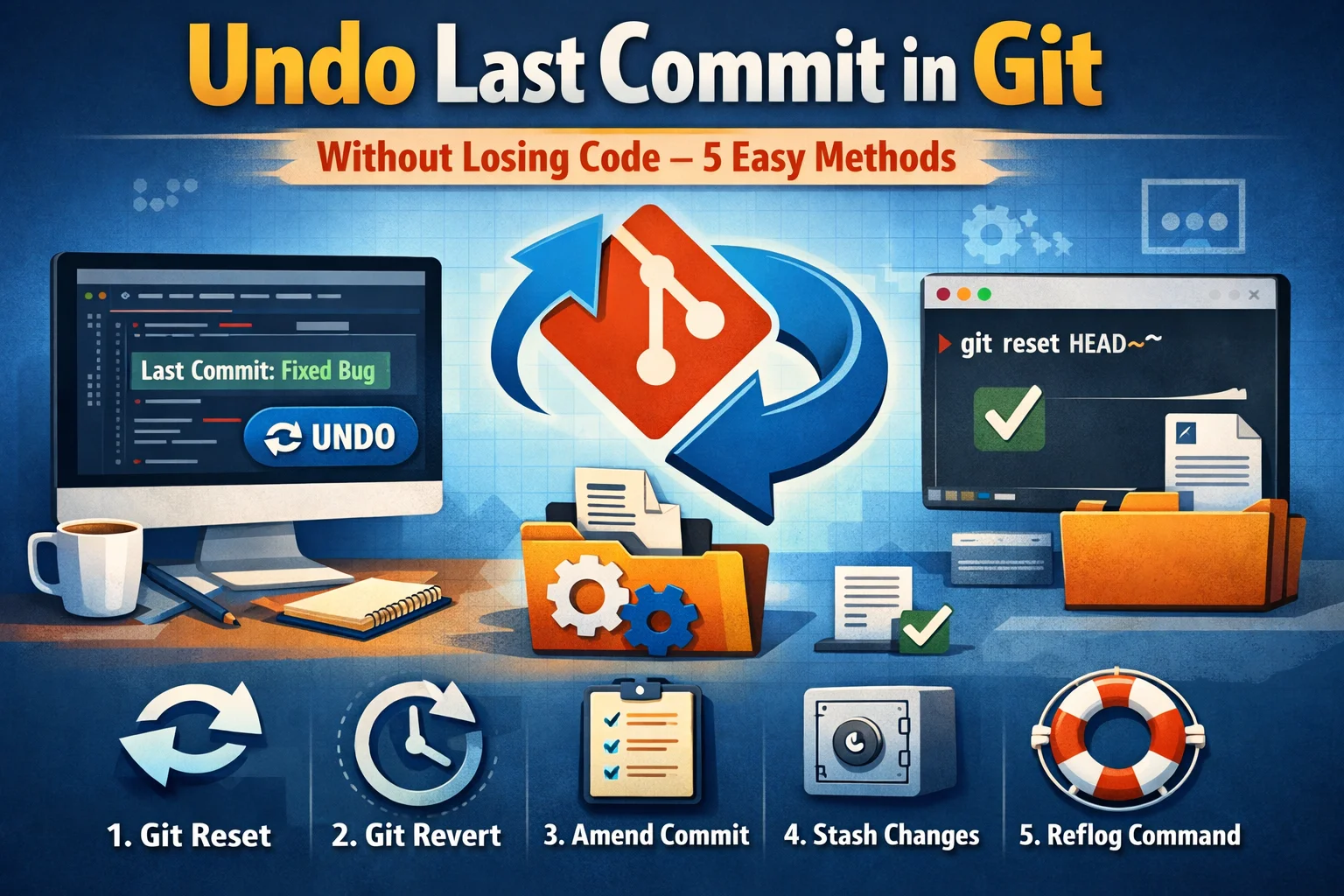Undo Last Commit in Git Without Losing Code – 5 Easy Methods